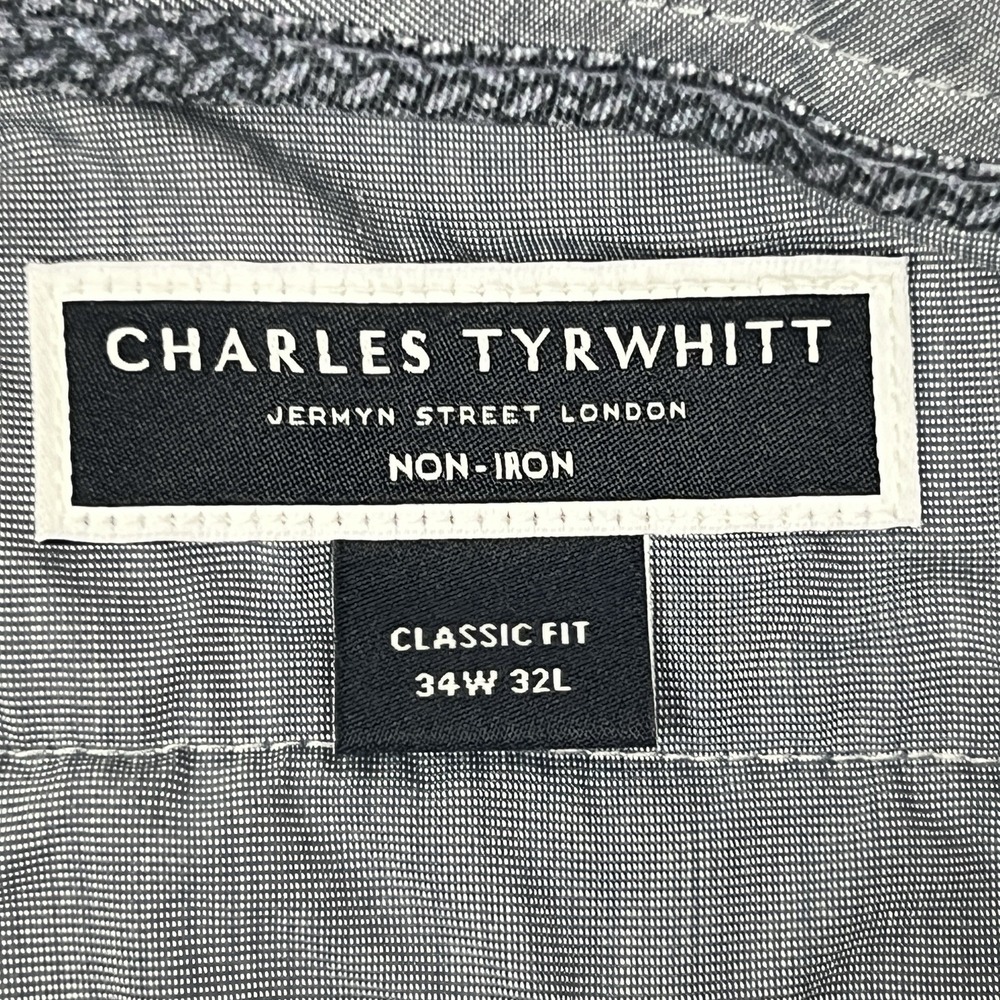 Charles Tyrwhitt Classic Fit Dress Pants 34x32 Light Gray Non-Iron Flat Front - Picture 5 of 10